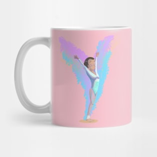 Olympic Games woman gymnast doing pose and spreading wings, artistic design Mug